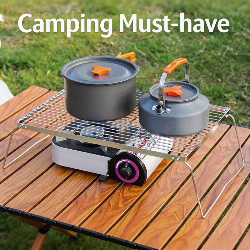 Camping Cooking Equipment - Portable Foldable Stainless Campfire Stand –