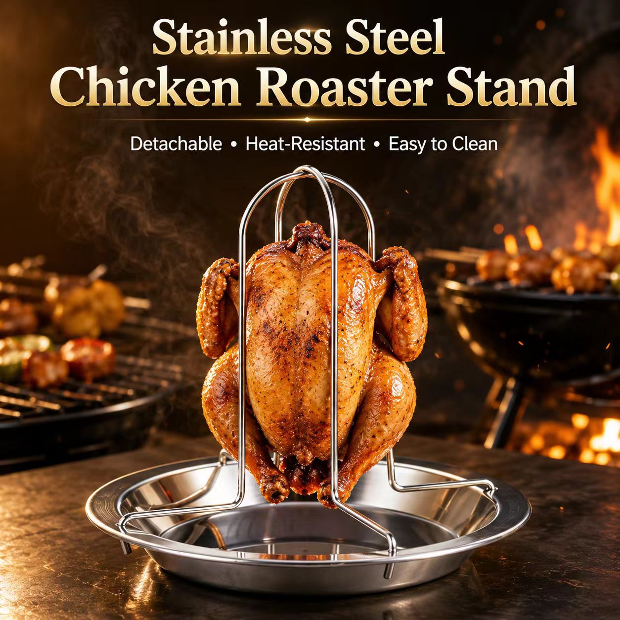 Camping Cooking Portable - Portable Whole Chicken BBQ Grill Stand,