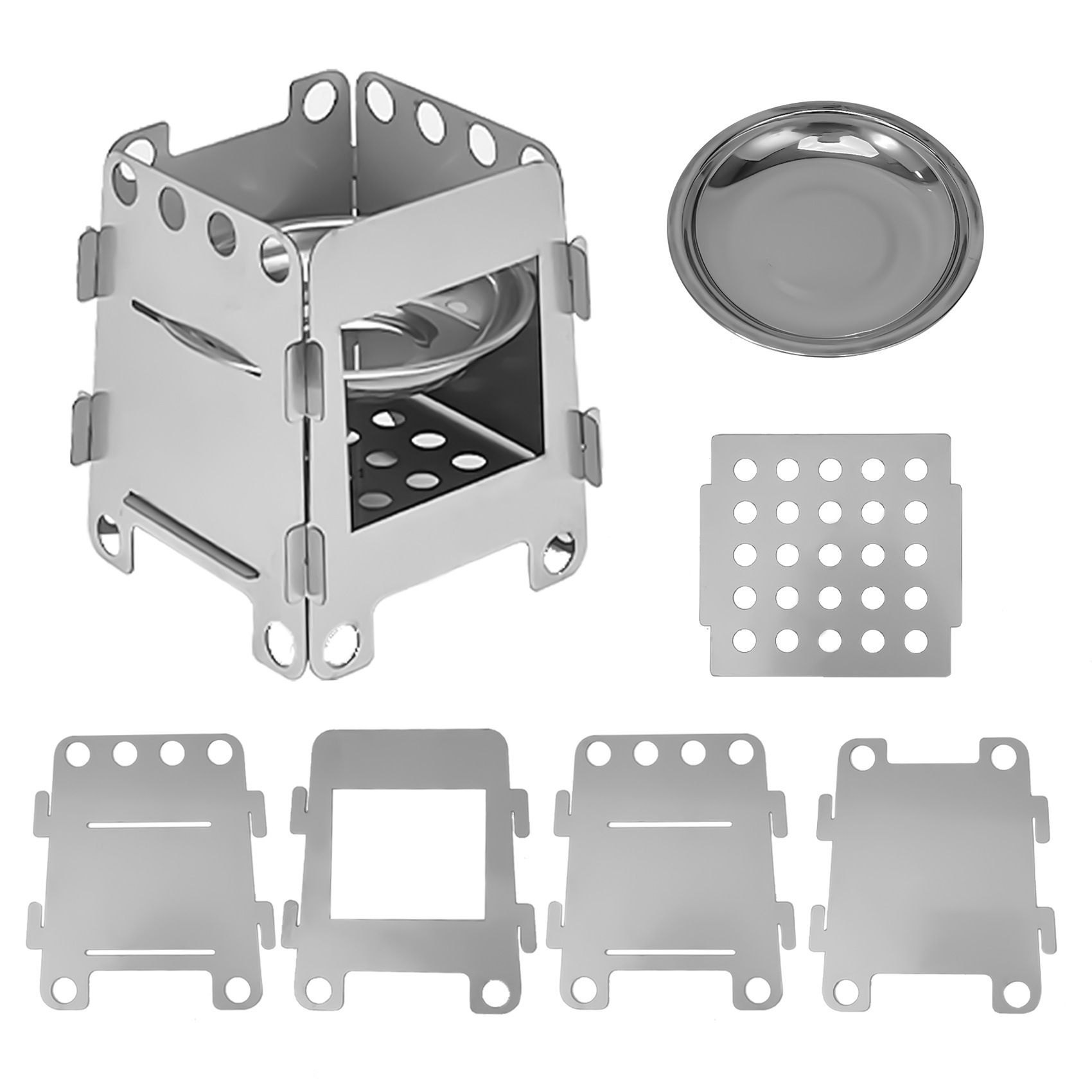 Camping Cooking Alcohol - Portable Alcohol/Wood Burning Stove, Stainless Steel