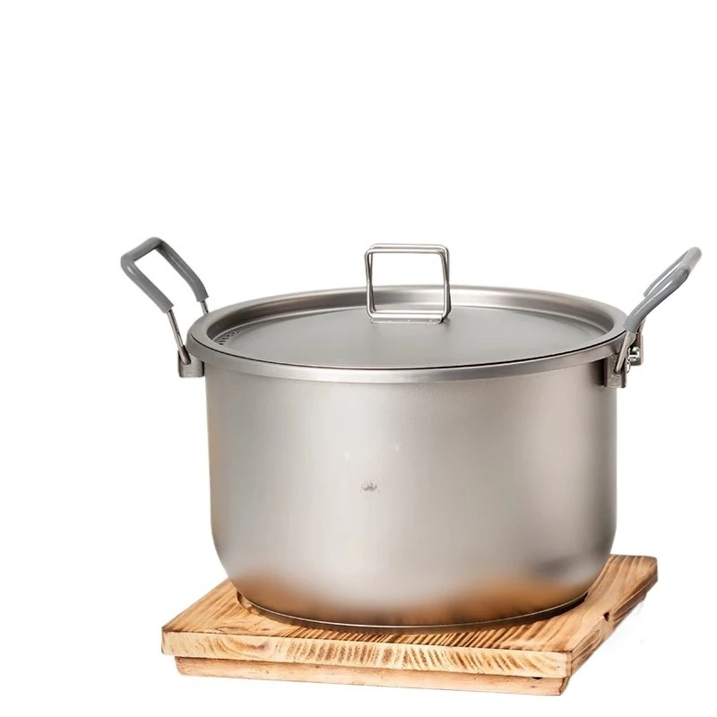 Camping Cooking Pot Large - 6L Titanium Pot with Lid Durable