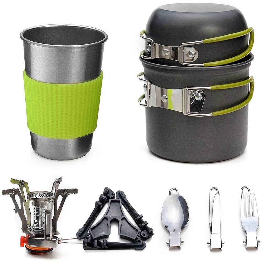 Camping Cooking Gear Set - Camping Cookware Kit with Stove Outdoor