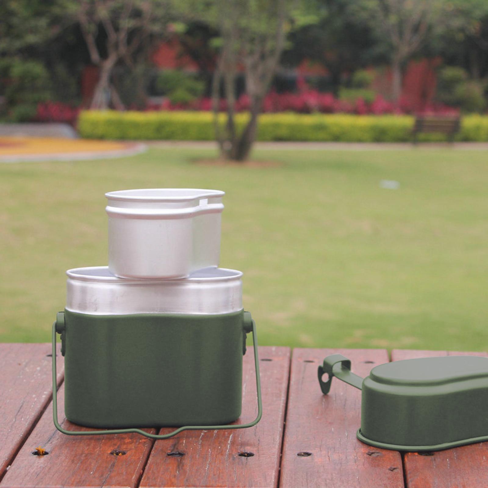 3Pcs/Set Lunch Box Aluminum Po - Camping Cooking Mess Kit 评论和价格
