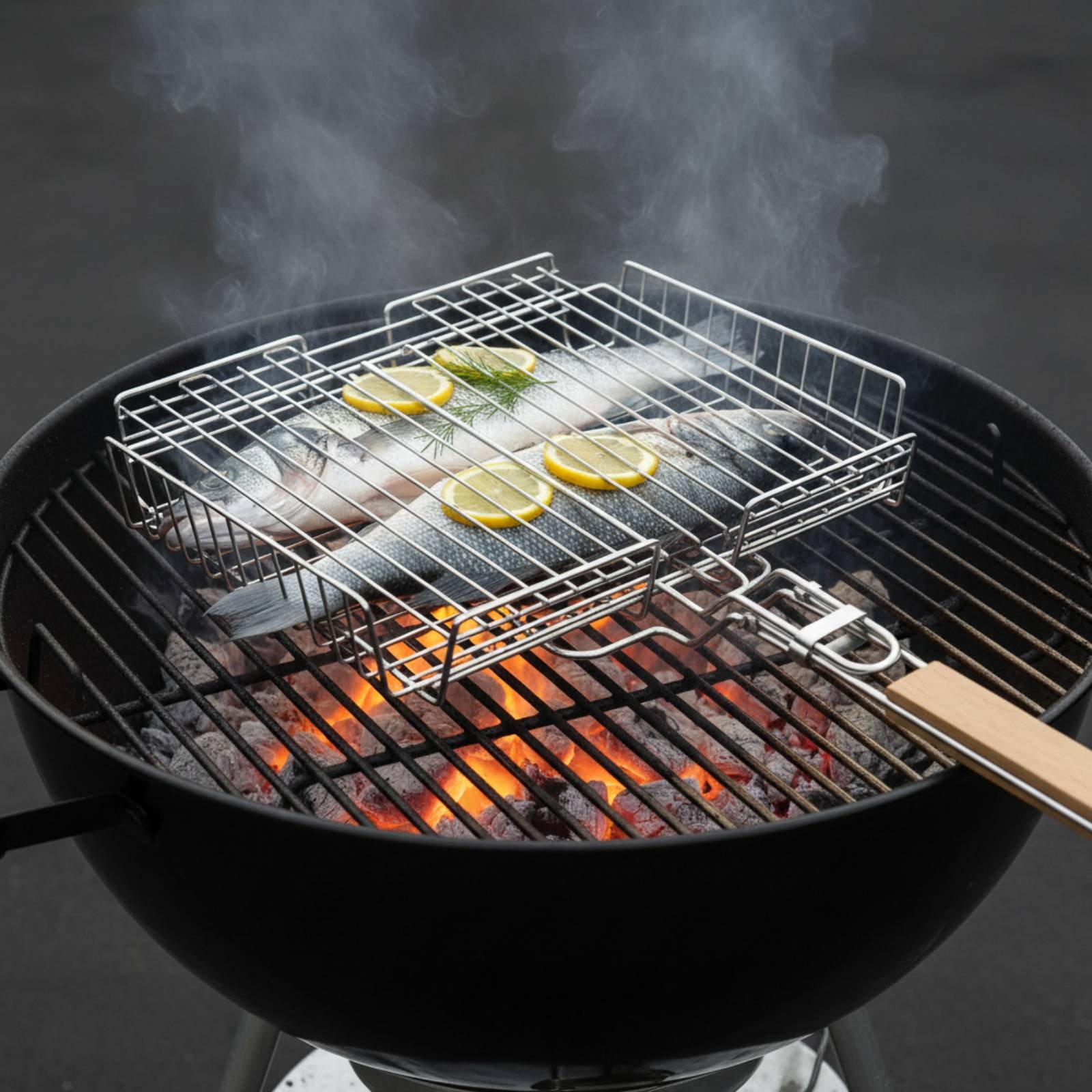 Wood Handle Grill Basket Porta - Camping Cooking Portable 评论和价格