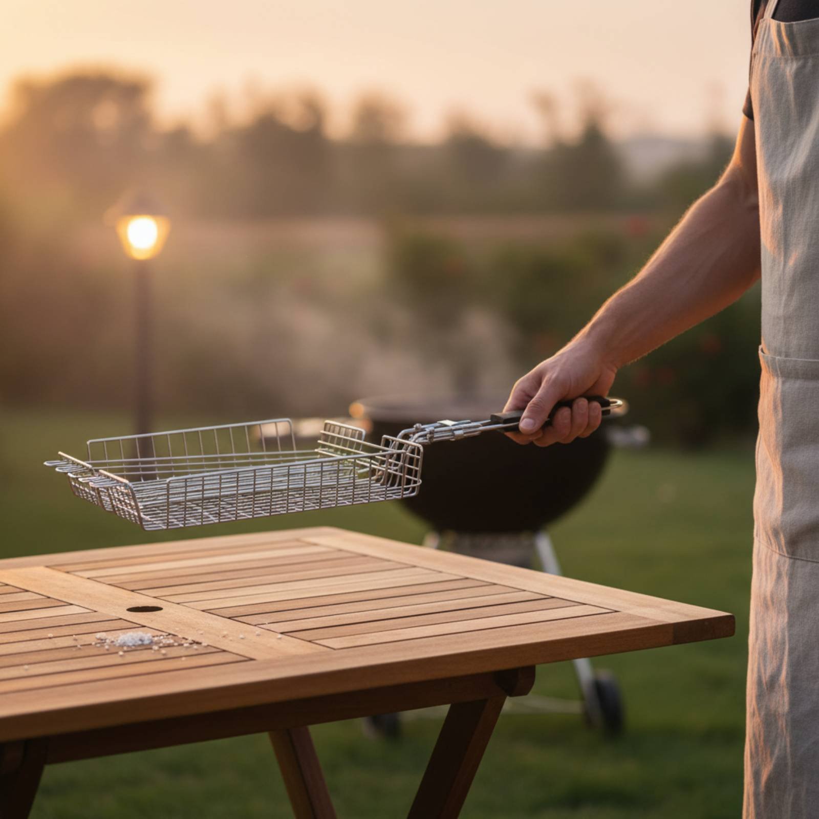 Wood Handle Grill Basket Porta - Camping Cooking Portable 评论和价格
