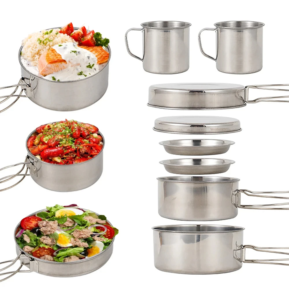 8pcs/Set Camping Cookware Mess - Camping Cooking Gear Set 评论和价格