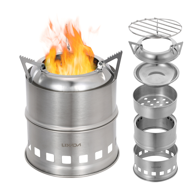 Lixada Stainless Steel Wood St - Camping Cooking Alcohol 评论和价格