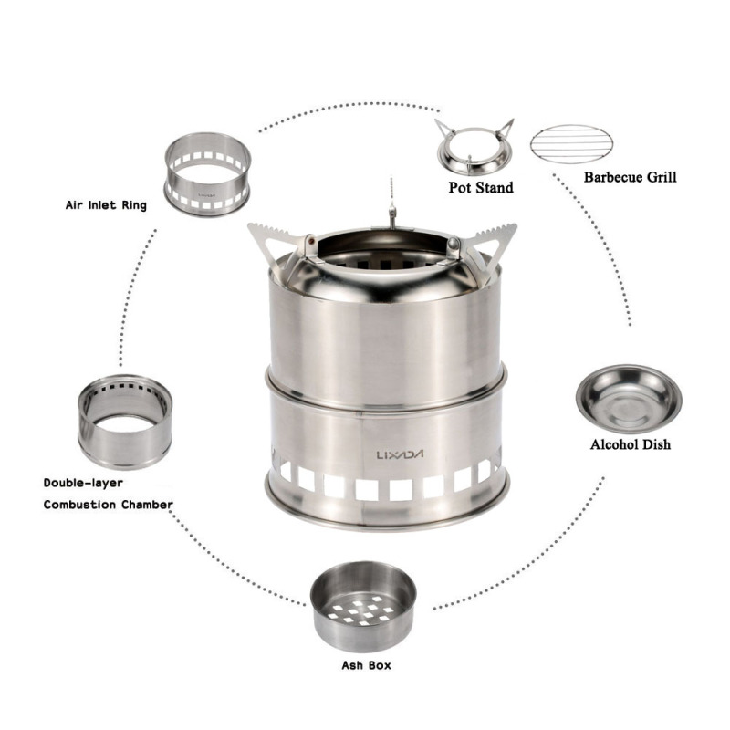 Lixada Stainless Steel Wood St - Camping Cooking Alcohol 评论和价格