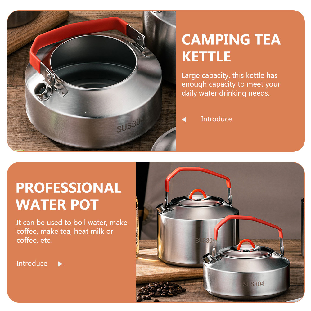 Stainless Steel Camping Tea Ke - Camping Cooking Pot Large 评论和价格