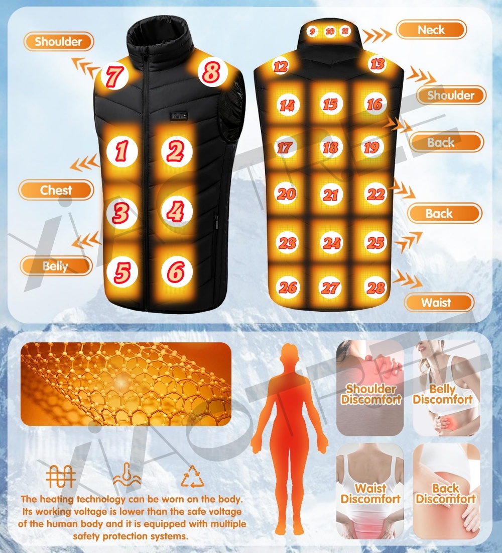 28/9 Areas Heated Vest Men Jac - Camping Cooking Electric 评论和价格