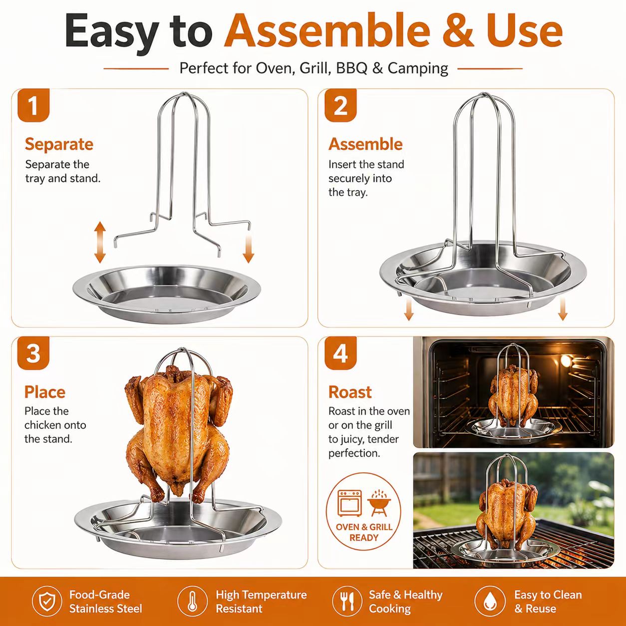 Portable Whole Chicken BBQ Gri - Camping Cooking Portable 评论和价格