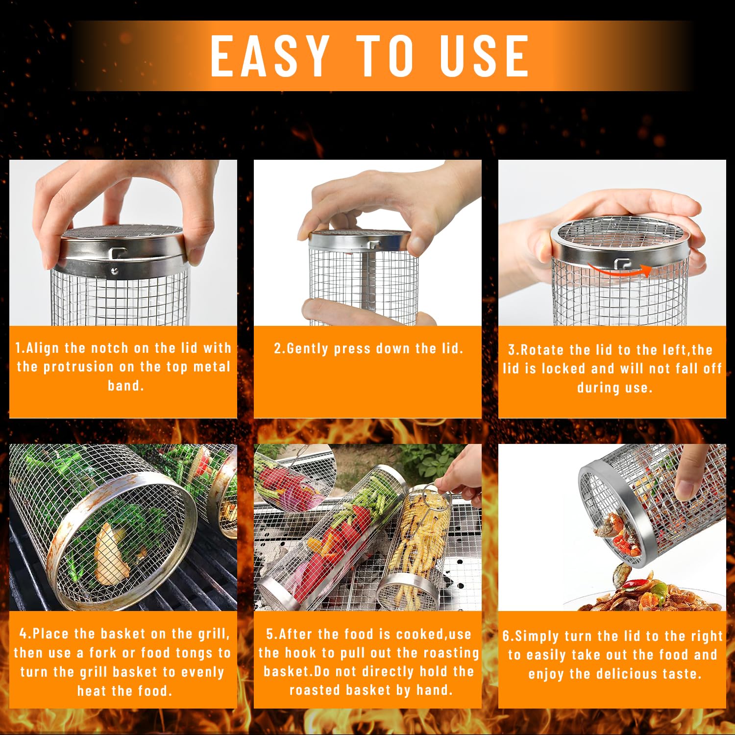 2 Pieces Rolling Grilling Bask - Camping Cooking Gear Set 评论和价格