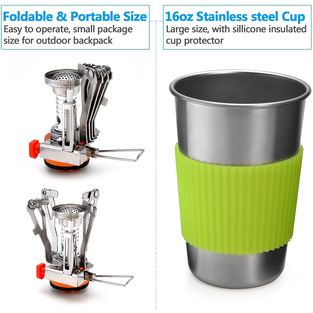 Camping Cookware Kit with Stov - Camping Cooking Gear Set 评论和价格