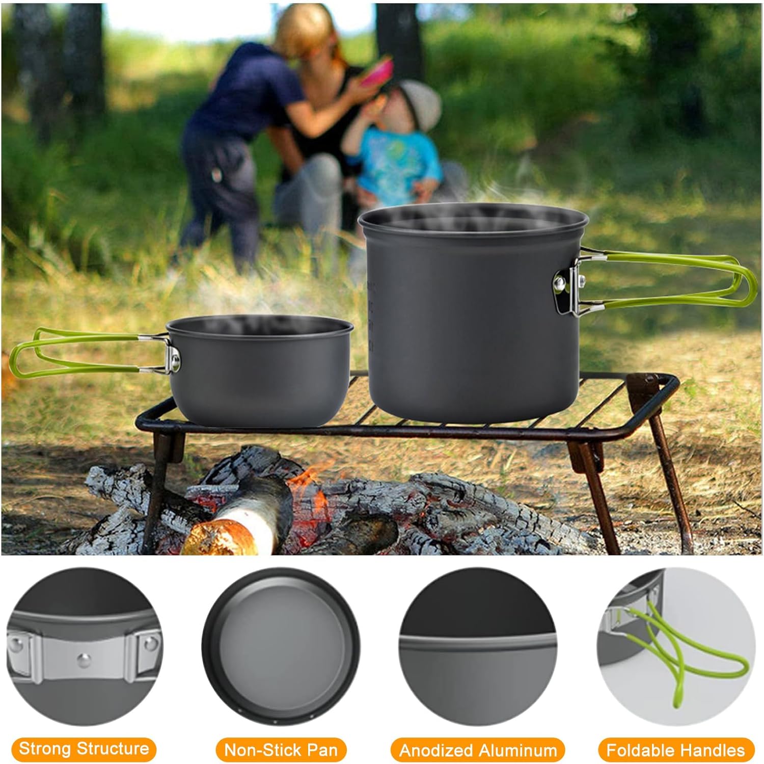 Camping Cookware Mess Kit Back - Camping Cooking Mess Kit 评论和价格